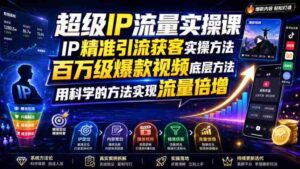 超级IP流量实操课,IP精准引流获客实操方法,百万级爆款视频底层方法,用科学的方法实现流量倍增-中创网_分享创业项目_助您在家赚钱
