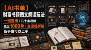 【AI书单】财富书籍图文解读玩法，一键直出，几十条视频，跑出1000单，全流程拆解，新手也可以上手-中创网_分享创业项目_助您在家赚钱