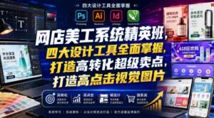 网店美工系统精英班,四大设计工具全面掌握,打造高转化超级卖点,打造高点击视觉图片(2026年7月)-中创网_分享创业项目_助您在家赚钱