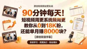 (19265期)90 分钟每天!短视频周更系统教你从 0 到 18K 粉,还能单月赚 8000 块?【原创双语字幕】-中创网_分享创业项目_助您在家赚钱
