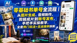 零基础书单号全流程|从图片生成、音频制作、剪辑成片到账号发布,手把手实操教学,全套热门玩法+实战案例拆解-中创网_分享创业项目_助您在家赚钱
