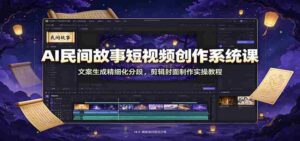AI民间故事短视频创作系统课:文案生成精细化分段,剪辑封面制作实操教程-中创网_分享创业项目_助您在家赚钱