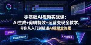 零基础AI视频实战课:AI生成+剪辑特效+运营变现全教学,带你从入门到精通AI视频全流程-中创网_分享创业项目_助您在家赚钱