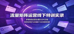 流量矩阵运营线下特训实录：多赛道运营全套SOP文档，矩阵获客与流量打法深度拆解-中创网_分享创业项目_助您在家赚钱
