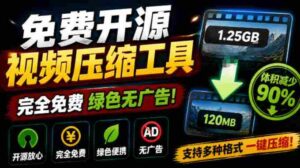 Github开源视频压缩瘦身工具,轻松压缩90%,并保持画质清晰,完全免费绿色无广告!VideoSlim-中创网_分享创业项目_助您在家赚钱