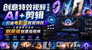 创意特效视频实战课，AI+剪辑打造电影级视觉特效，让普通素材变成刷屏级创意短视频-中创网_分享创业项目_助您在家赚钱