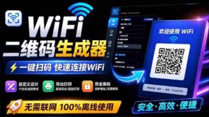 (19566期)完全离线使用!WiFi二维码生成器,一键扫码快速连接WiFi,支持自定义风格导出 WiFi二维码生成器-中创网_分享创业项目_助您在家赚钱