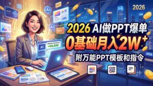 （19284期）2026 AI做PPT爆单，0基础月入2W，附万能PPT模板和指令-中创网_分享创业项目_助您在家赚钱