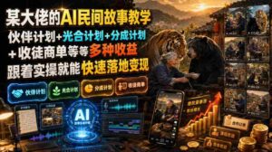某大佬的AI民间故事教学,伙伴计划+光合计划+分成计划+收徒商单等多种收益,跟着实操就能快速落地变现-中创网_分享创业项目_助您在家赚钱