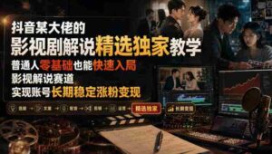 抖音某大佬的影视剧解说精选独家教学,普通人零基础也能快速入局影视解说赛道,实现账号长期稳定变现-中创网_分享创业项目_助您在家赚钱