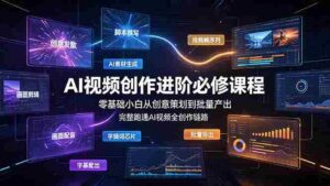 (19159期)AI视频创作进阶必修课程:零基础小白从创意策划到批量产出,完整跑通AI视频全创作链路-中创网_分享创业项目_助您在家赚钱