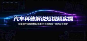 汽车科普解说短视频实操:完整制作流程文档配套素材,实拍配图一站式起号教学-中创网_分享创业项目_助您在家赚钱