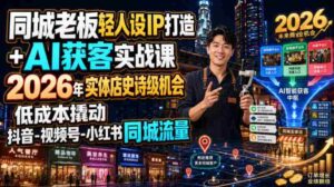 同城老板轻人设IP打造+AI获客实战课，2026年实体店史诗级机会，低成本撬动抖音-视频号-小红书同城流量-中创网_分享创业项目_助您在家赚钱