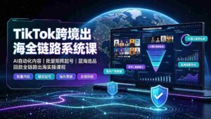 (19425期)TikTok跨境出海全链路系统课-2026年7月:AI自动化内容|批量矩阵起号|蓝海选品回款全链路出海实操课程-中创网_分享创业项目_助您在家赚钱
