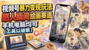 视频号暴力变现玩法,感人瞬间绘画赛道,手机电脑均可-中创网_分享创业项目_助您在家赚钱