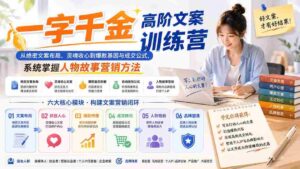 (20127期)一字千金高阶文案训练营:从绝密文案布局、灵魂收心到爆款基因与成交公式,系统掌握人物故事营销方法-中创网_分享创业项目_助您在家赚钱