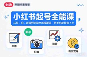 小红书起号全能课，从写、拍、运营到变现全流程覆盖，新手也能快速上手（更新）-中创网_分享创业项目_助您在家赚钱
