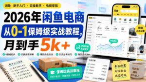 2026年闲鱼电商从0-1保姆级实战教程,月到手5k+-中创网_分享创业项目_助您在家赚钱