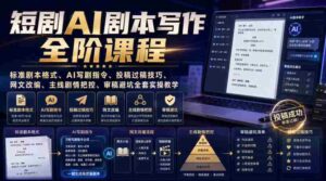 短剧AI剧本写作全阶课程｜标准剧本格式、AI写剧指令、投稿过稿技巧、网文改编、主线剧情把控、审稿避坑全套实操教学-中创网_分享创业项目_助您在家赚钱