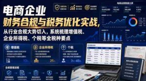 电商企业财务合规与税务优化实战,从行业合规大势切入,系统梳理增值税、企业所得税、个税等全税种要点-中创网_分享创业项目_助您在家赚钱