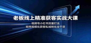 老板线上精准获客实战大课：视频号小红书流量打法，矩阵规模化获客私域转化全干货-中创网_分享创业项目_助您在家赚钱