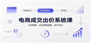 电商成交出价系统课:计划搭建,出价逻辑拆解,投产优化-中创网_分享创业项目_助您在家赚钱