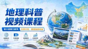 地理科普视频课程,某大佬倾力教学,伙伴计划、精选独家收益-中创网_分享创业项目_助您在家赚钱