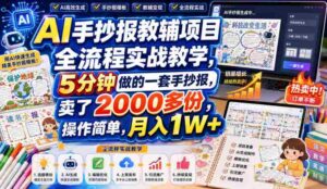 AI手抄报教辅项目全流程实战教学,5分钟做的一套手抄报,卖了2000多份,操作简单,月入1W+-中创网_分享创业项目_助您在家赚钱