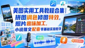 美图实用工具教程合集|拼图调色修图特效,照片趣味加工,小说推文配音零基础实操教学-中创网_分享创业项目_助您在家赚钱