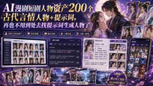 AI漫剧短剧人物资产200个古代言情人物+提示词，再也不用到处去找提示词生成人物了-中创网_分享创业项目_助您在家赚钱
