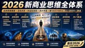 （19696期）2026新商业思维全体系：自测思维维度×金钱本质×财富轮到你×四大布局×赚100万1000万选人×股权坑×赛道-中创网_分享创业项目_助您在家赚钱