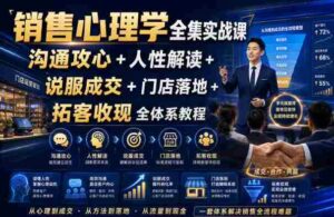 销售心理学全集实战课｜沟通攻心+人性解读+说服成交+门店落地+拓客收现全体系教程-中创网_分享创业项目_助您在家赚钱