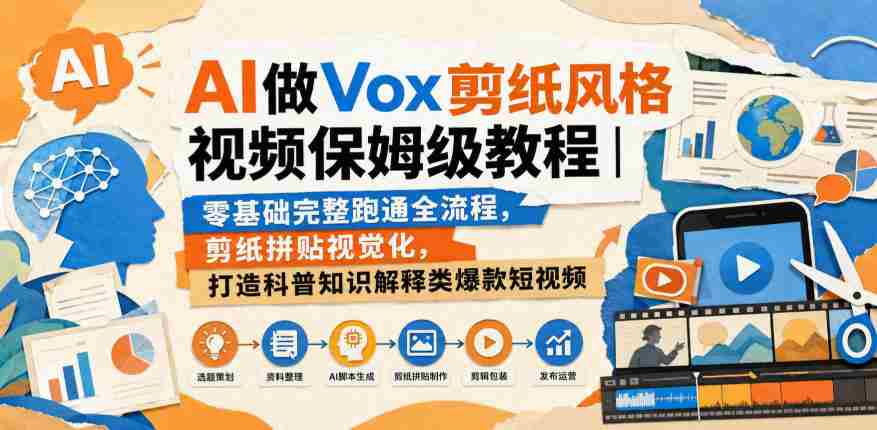 AI做Vox剪纸风格视频保姆级教程｜零基础完整跑通全流程，剪纸拼贴视觉化，打造科普知识解释类爆款短视频-中创网_分享创业项目_助您在家赚钱