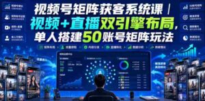 视频号矩阵获客系统课|视频+直播双引擎布局,单人搭建50账号矩阵玩法,流量入池、搜索占位、全域引流沉淀私域全流程教学-中创网_分享创业项目_助您在家赚钱