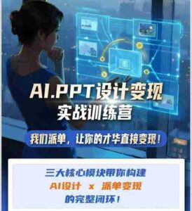 AI+PPT设计变现实战训练营,我们派单,让你的才华直接变现,三大核心模块带你构建Al设计x派单变现的完整闭环-中创网_分享创业项目_助您在家赚钱