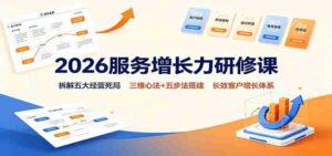 2026服务增长力研修课:拆解五大经营死局,三维心法+五步法搭建长效客户增长体系-中创网_分享创业项目_助您在家赚钱