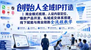 创始人全域IP打造｜商业模式梳理、人设内容定位、爆款产品开发、私域成交体系搭建、线下赋能与商业陪跑全流程教学-中创网_分享创业项目_助您在家赚钱