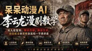 呆呆动漫AI李云龙漫剧教学,从人设复刻、脚本改编、画面生成、动态配音到剪辑全流程一节课讲透-中创网_分享创业项目_助您在家赚钱