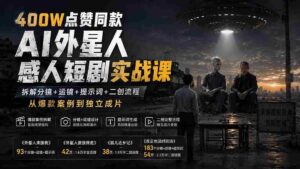 (20052期)400W点赞同款AI外星人感人短剧实战课:拆解分镜+运镜+提示词+二创流程,从爆款案例到独立成片-中创网_分享创业项目_助您在家赚钱