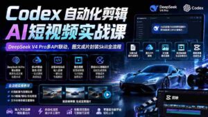 （19711期）Codex自动化剪辑AI短视频实战课｜DeepSeek V4 Pro多API联动，图文成片封装Skill全流程-中创网_分享创业项目_助您在家赚钱