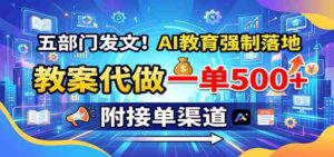 五部门发文!AI教育强制落地,教案代做一单500+,附接单渠道-中创网_分享创业项目_助您在家赚钱