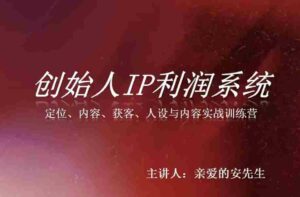 创始人IP利润系统8月训练营,定位、内容、获客、人设与内容实战训练营-中创网_分享创业项目_助您在家赚钱
