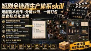 (19911期)短剧全链路生产体系skill,短剧剧本创作+分镜skill,一键打包,整套标准化流程-中创网_分享创业项目_助您在家赚钱