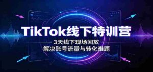TikTok线下特训营：3天线下现场回放，解决账号流量与转化难题-中创网_分享创业项目_助您在家赚钱