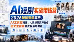 AI短剧实战带练营|2026短剧赛道解析、AI工具链搭建、人物场景资产制作、图文生视频全流程落地教程-中创网_分享创业项目_助您在家赚钱