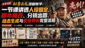 （20107期）呆呆动漫AI李云龙漫剧教学：一节课讲透人设固定、脚本魔改、分镜出图、动态生成与配音剪辑完整流程-中创网_分享创业项目_助您在家赚钱