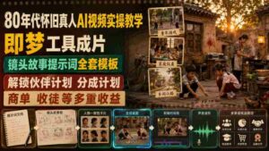 80年代怀旧真人AI视频实操教学,即梦工具成片、镜头故事提示词全套模板,解锁伙伴计划分成计划商单收徒等多重收益-中创网_分享创业项目_助您在家赚钱