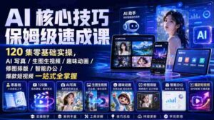 AI核心技巧保姆级速成课|120集零基础实操,AI写真/生图生视频/趣味动画/修图排版/智能办公/爆款短视频一站式全掌握-中创网_分享创业项目_助您在家赚钱