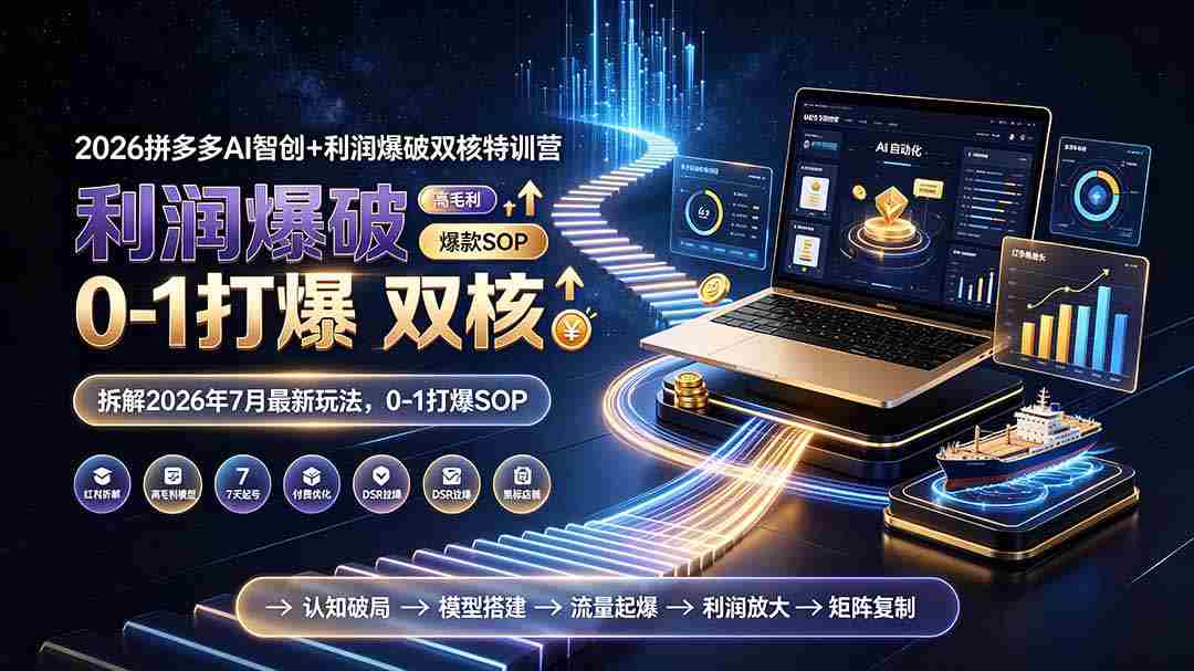 （19804期）2026拼多多AI智创+利润爆破双核特训营-更新：拆解2026年7月最新玩法，0-1打爆SOP-中创网_分享创业项目_助您在家赚钱