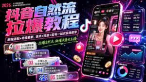 (20011期)抖音自然流拉爆教程-更新8月:做懂流量的主播,新规适配+持续更新,话术+投放+起号一站式实战教学-中创网_分享创业项目_助您在家赚钱